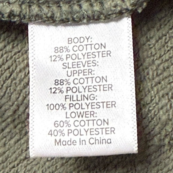 Evereve Size Small Olive Green Kasi Quilted Sleeve Crewneck Sweater Cotton/Poly - Picture 8 of 8